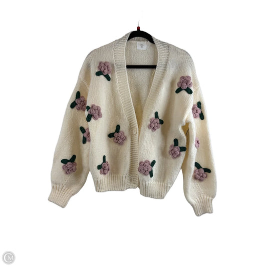 Sweater Cardigan By Clothes Mentor In Pink & White, Size: Xs