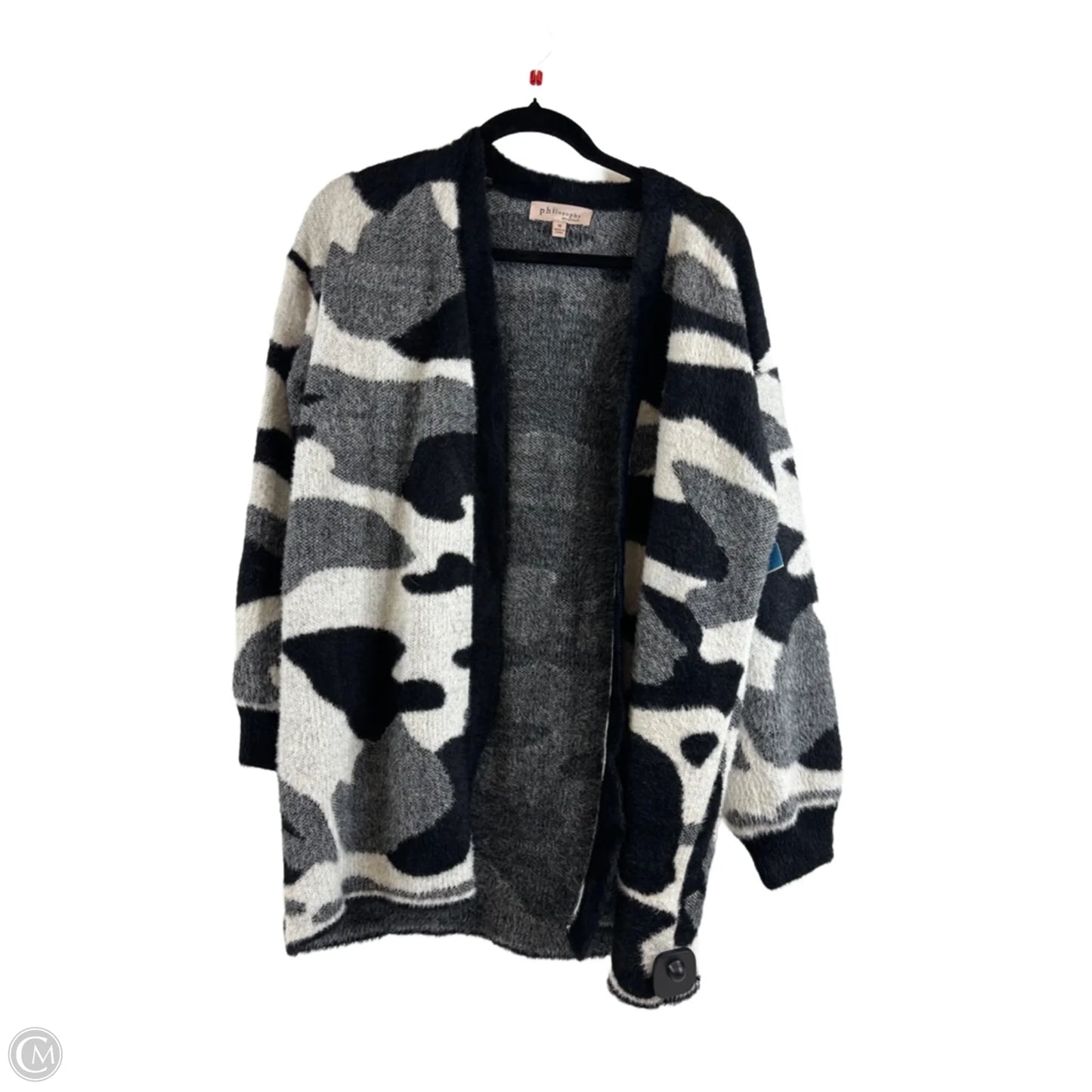 Sweater Cardigan By Philosophy In Black & White, Size: M