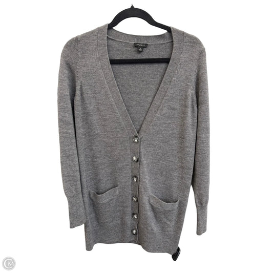 Sweater Cardigan By Ann Taylor In Grey, Size: S