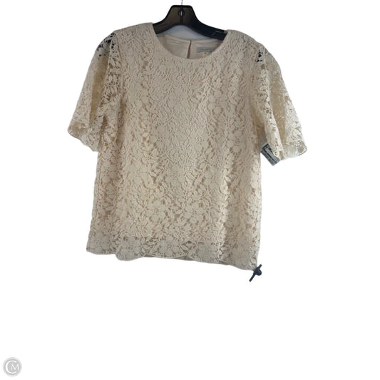 Top Short Sleeve By Garnet Hill In Ivory, Size: S