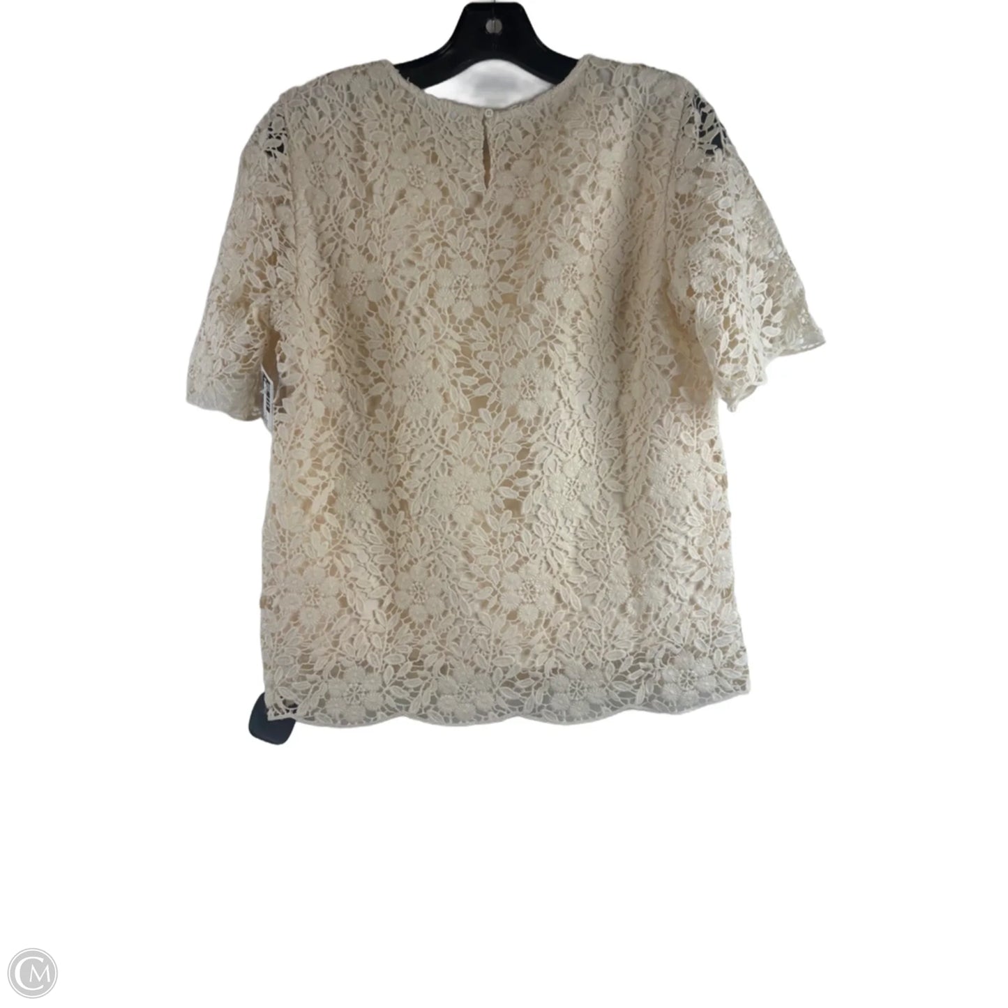 Top Short Sleeve By Garnet Hill In Ivory, Size: S