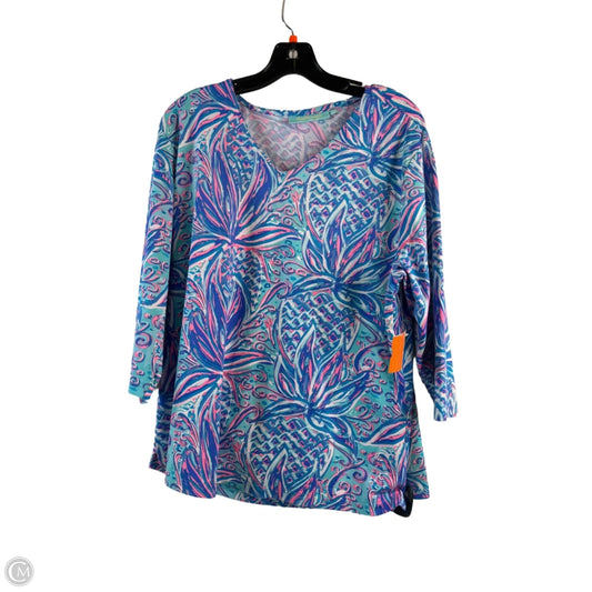 Top Long Sleeve By Clothes Mentor In Blue & Pink, Size: 1x