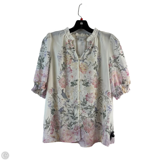 Top Short Sleeve Basic By Cupcakes And Cashmere In Cream & Purple, Size: Xs