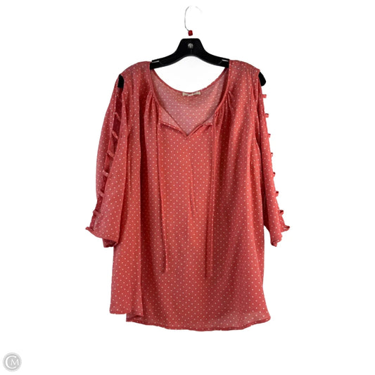 Top Long Sleeve By Como Blu In Pink & White, Size: 1x