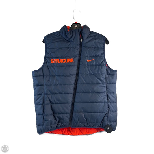 Vest Puffer & Quilted By Nike Apparel In Blue & Orange, Size: L