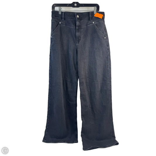 Jeans Wide Leg By American Eagle In Black Denim, Size: 8