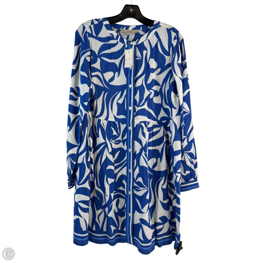 Dress Casual Midi By Loft In Blue & White, Size: Xs