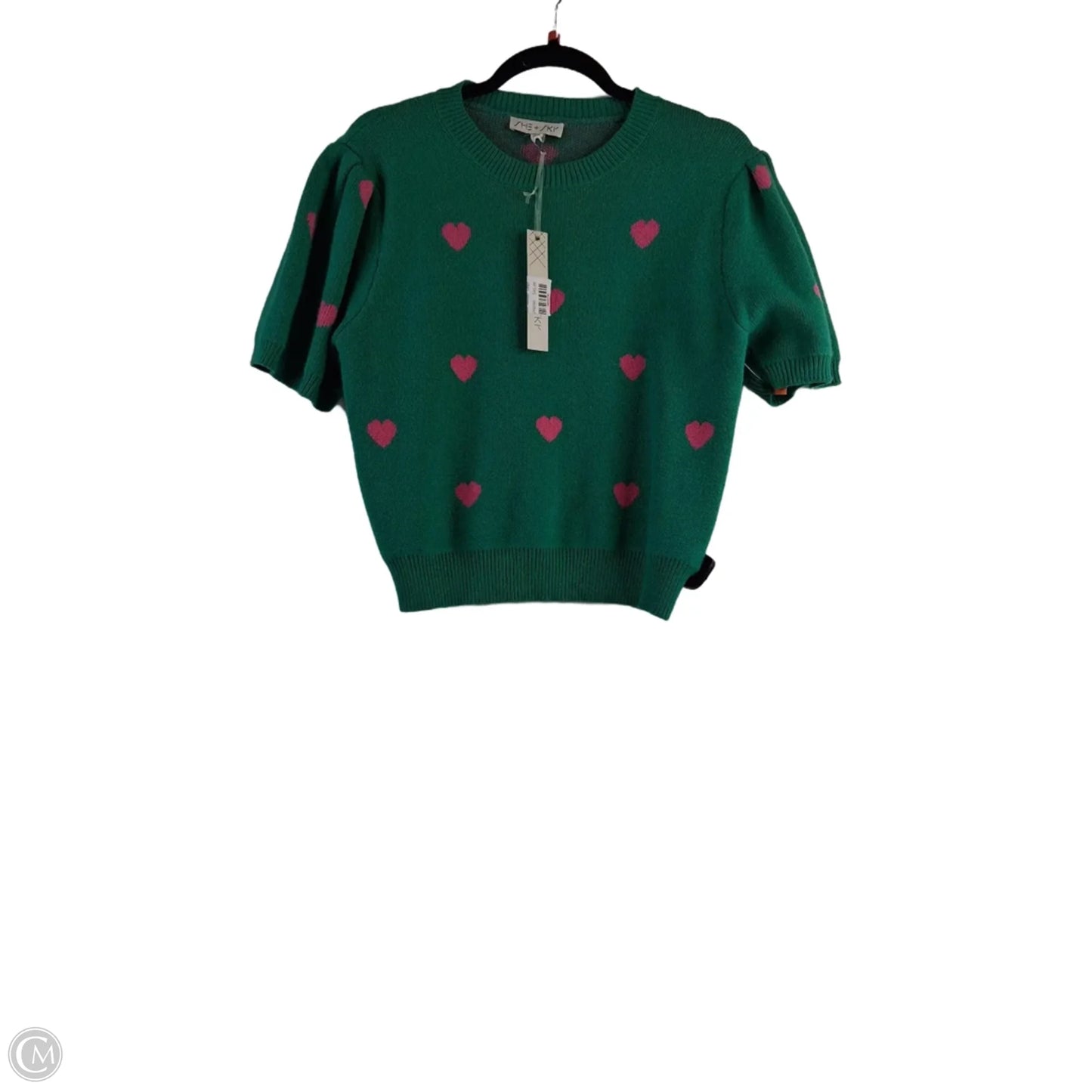 Sweater Short Sleeve By Clothes Mentor In Green & Pink, Size: L