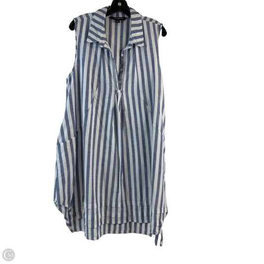 Dress Casual Midi By Sharagano In Blue & White, Size: Xl