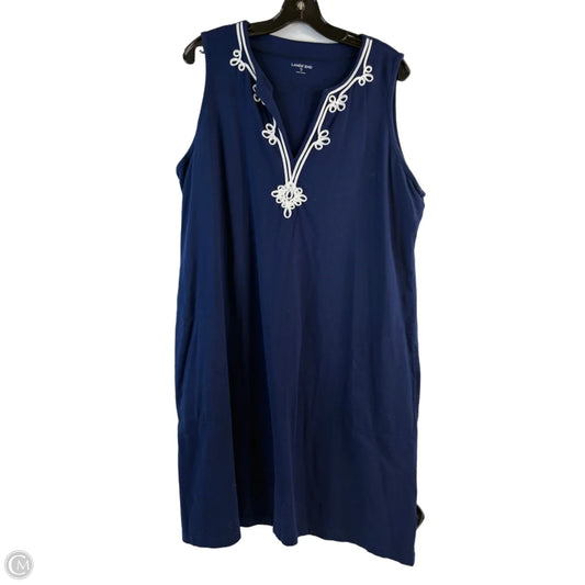 Dress Casual Midi By Lands End In Navy, Size: Xl