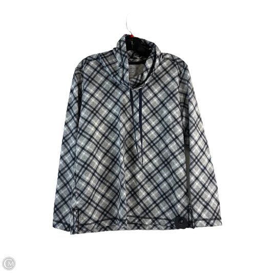 Athletic Top Long Sleeve Collar By Karen Scott In Green & White, Size: S