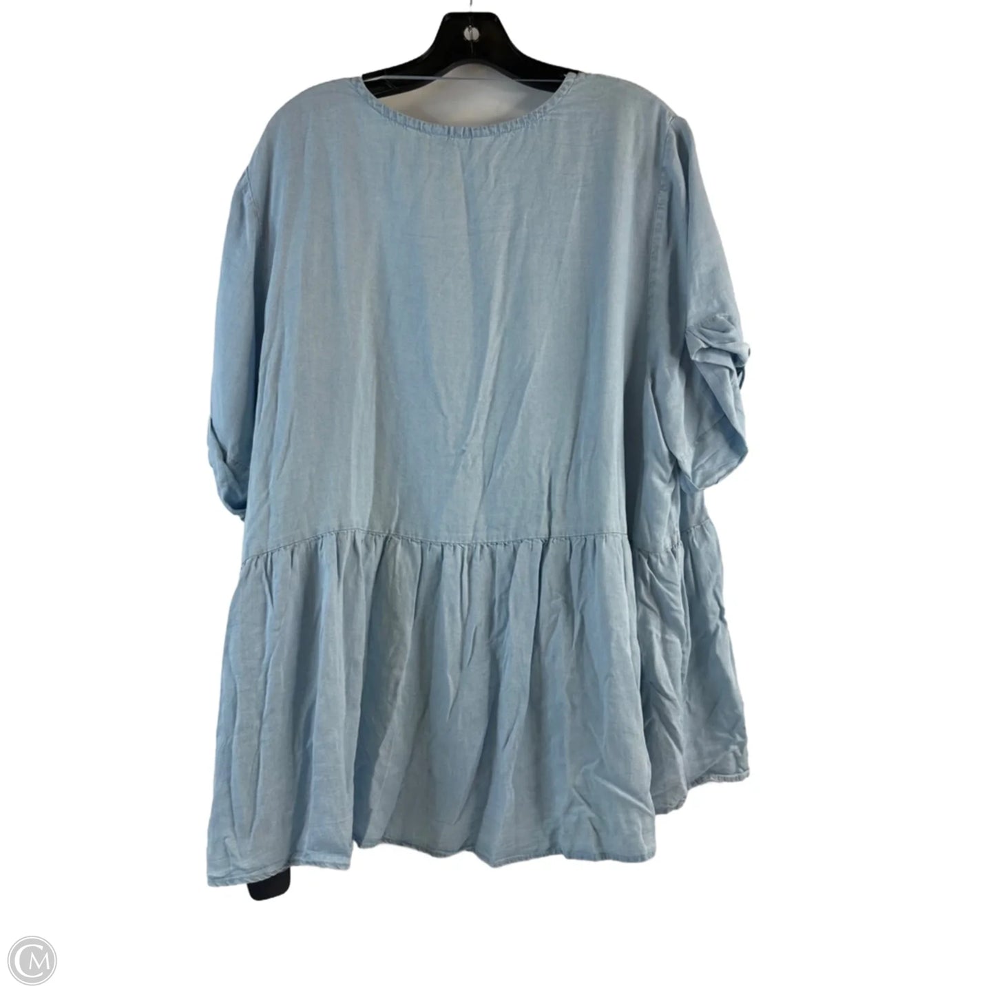 Top Short Sleeve By Terra & Sky In Blue Denim, Size: 2x