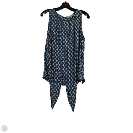 Top Sleeveless By Loft In Blue & White, Size: M