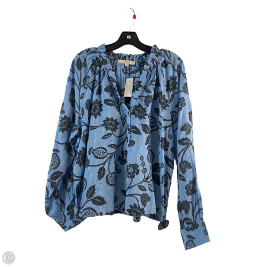 Top Long Sleeve By Loft In Black & Blue, Size: L
