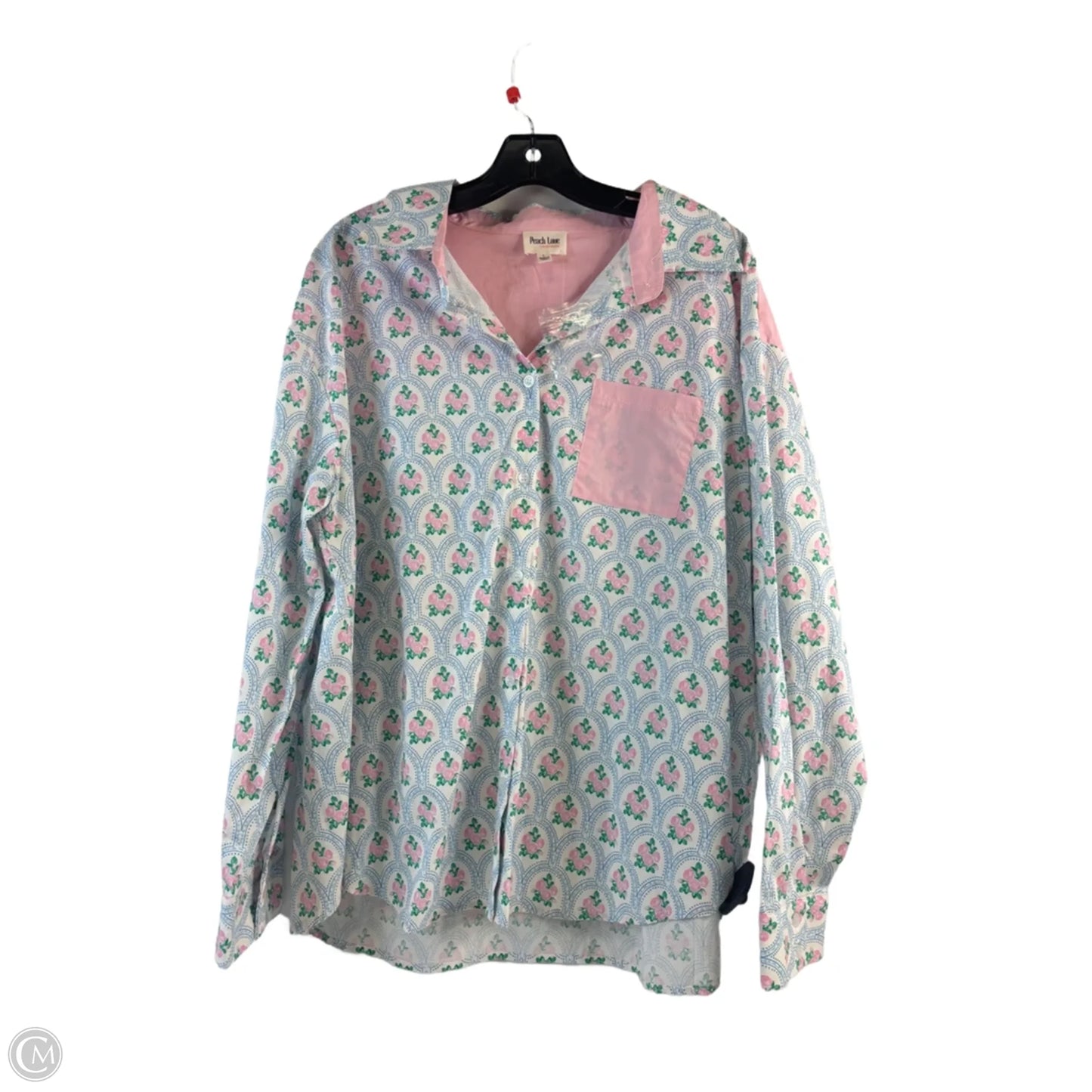 Top Long Sleeve By Peach Love Cream California In Blue & Pink, Size: L