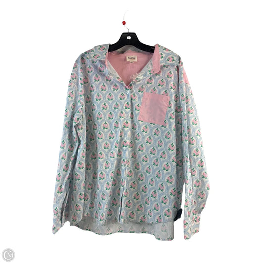 Top Long Sleeve By Peach Love Cream California In Blue & Pink, Size: L