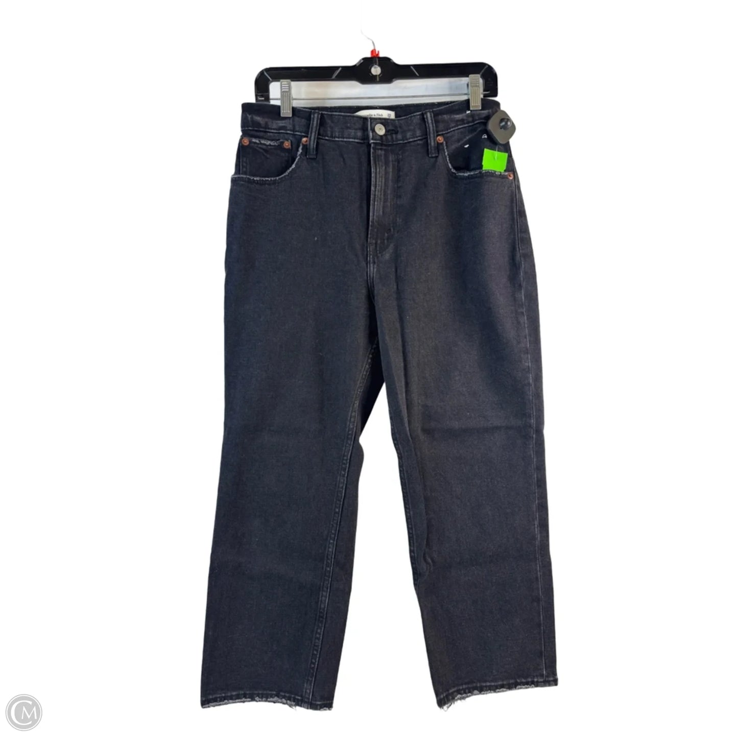 Jeans Straight By Abercrombie And Fitch In Black Denim, Size: 8