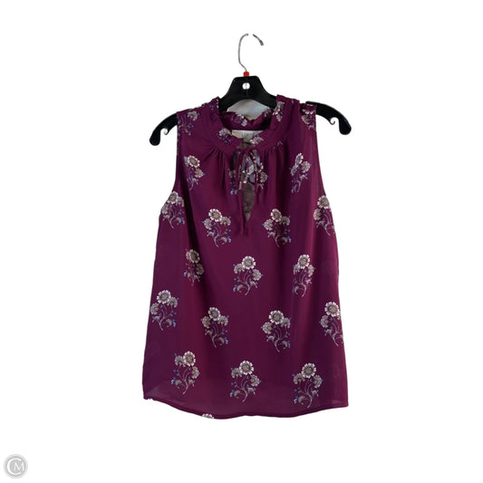 Top Sleeveless By Loft In Purple & White, Size: M