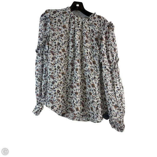 Top Long Sleeve By Loft In Green & White, Size: M