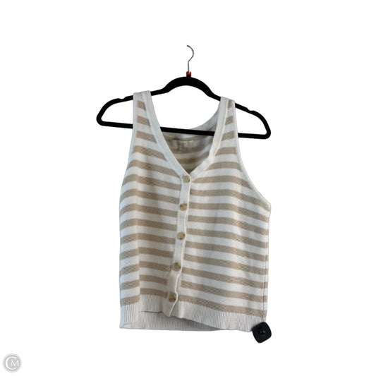 Top Sleeveless By Loft In Tan & White, Size: L
