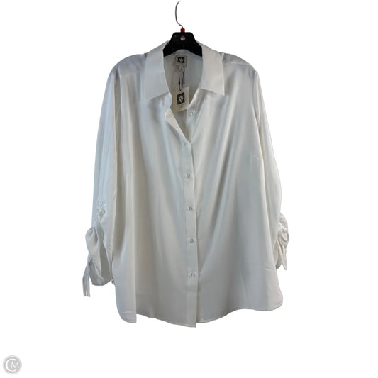 Top Long Sleeve By Anne Klein In White, Size: 2x