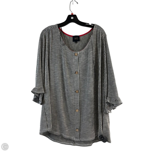 Top 3/4 Sleeve By W5 In Black & White, Size: 3x