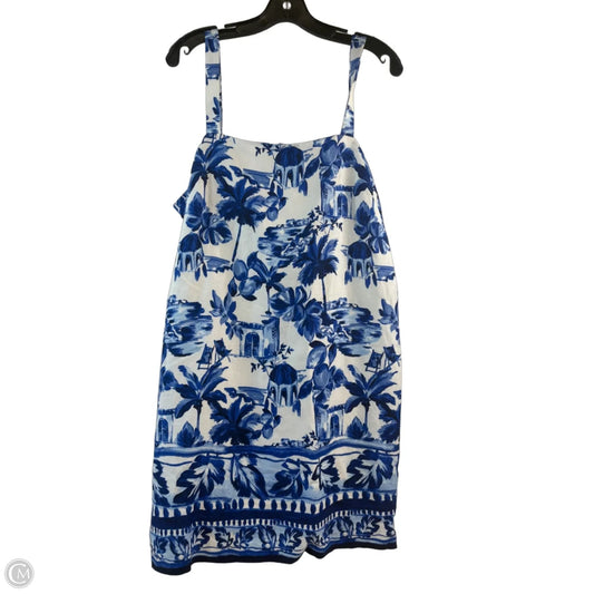 Dress Casual Midi By Loft In Blue & White, Size: L