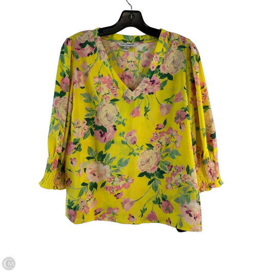 Top Long Sleeve By Counterparts In Pink & Yellow, Size: S