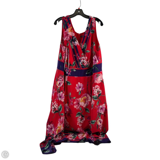 Dress Casual Midi By Clothes Mentor In Pink & Red, Size: 2x