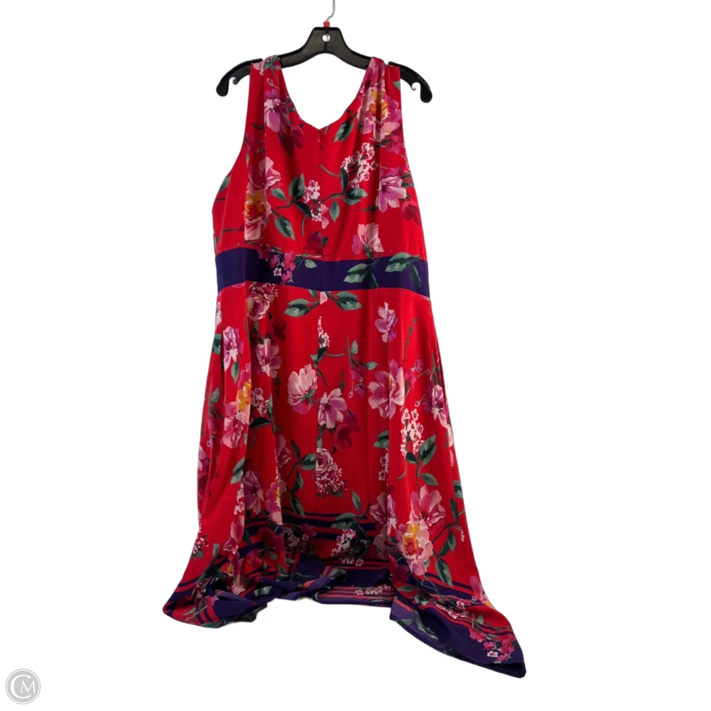 Dress Casual Midi By Clothes Mentor In Pink & Red, Size: 2x