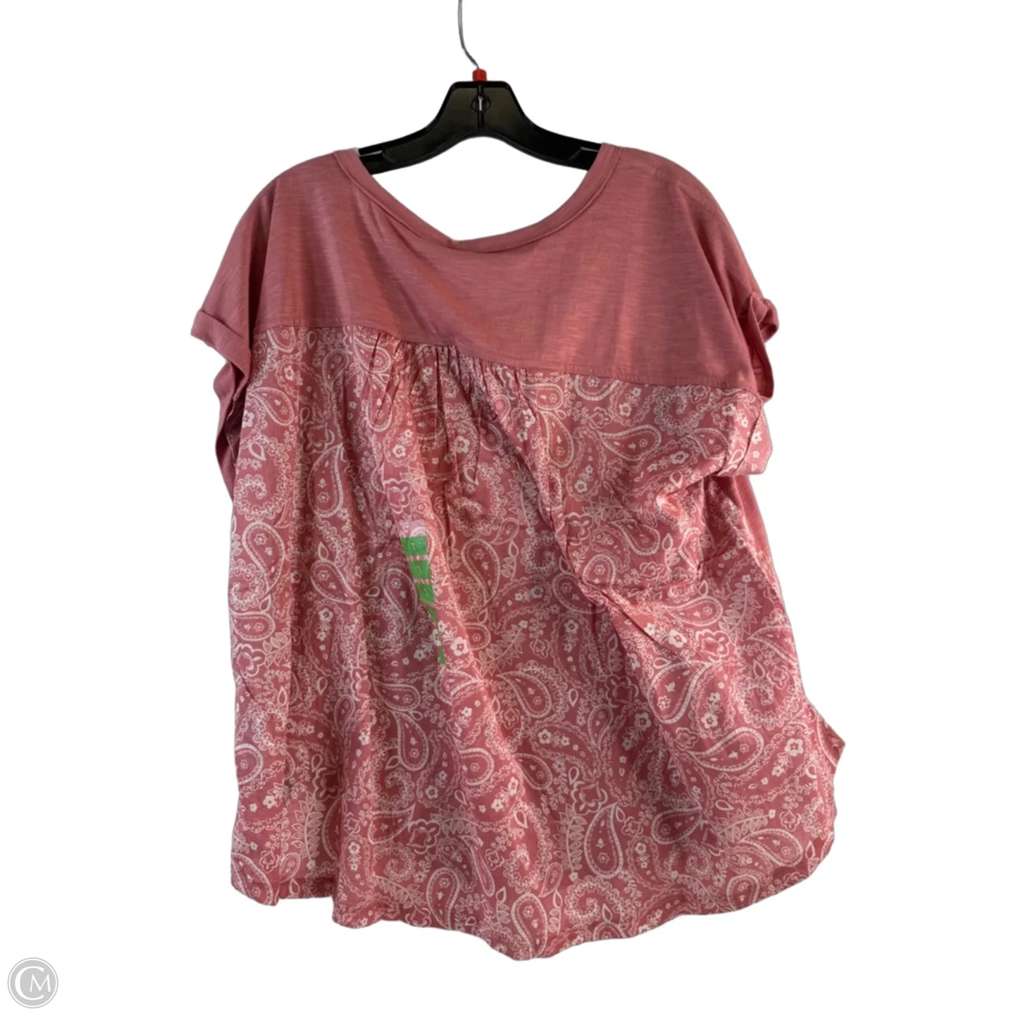 Top Short Sleeve Basic By Seven 7 In Pink & White, Size: L