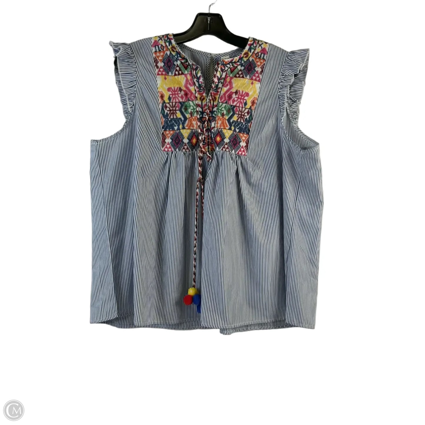 Top Sleeveless By Clothes Mentor In Blue & White, Size: Xl