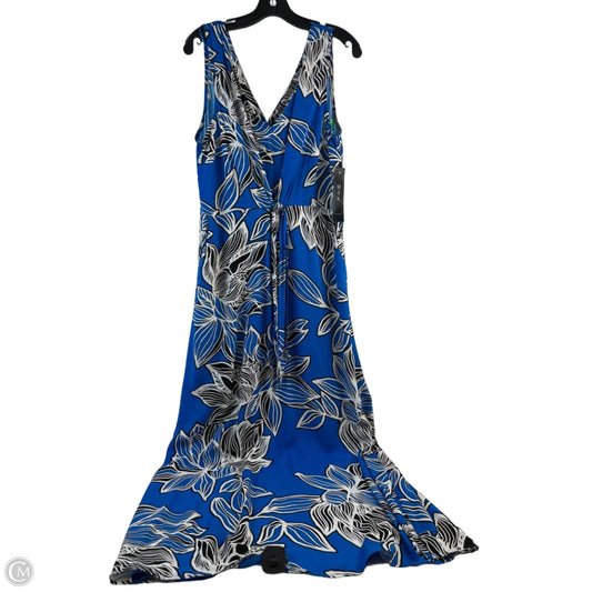 Dress Casual Maxi By Msk In Blue & White, Size: L