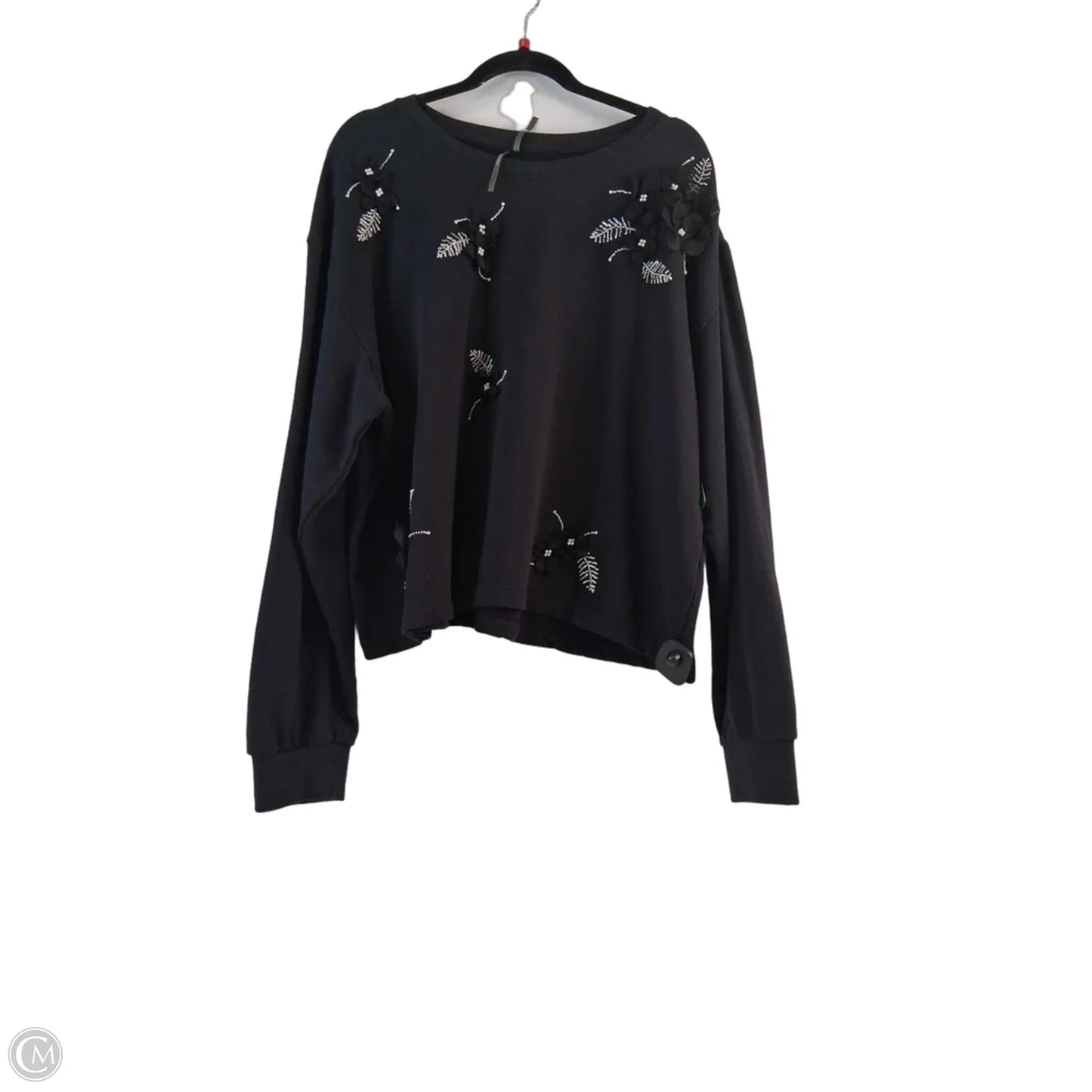 Top Long Sleeve By Anthropologie In Black & Silver, Size: Xl