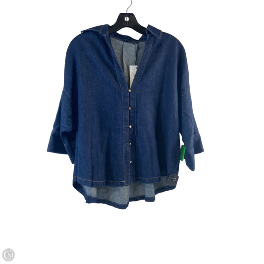Top Short Sleeve By Zara In Blue, Size: S