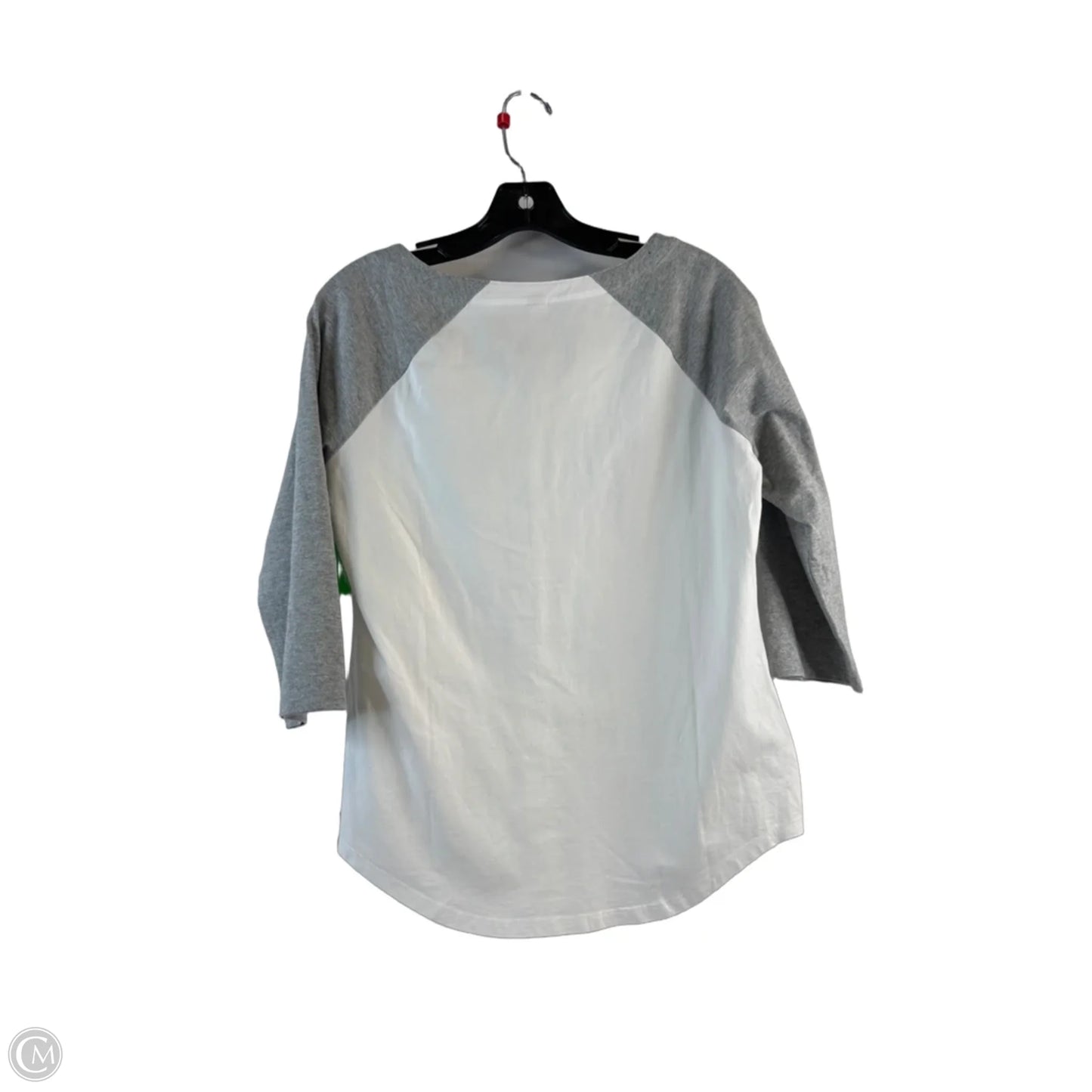 Top 3/4 Sleeve By Clothes Mentor In Grey & White, Size: S