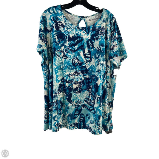 Top Short Sleeve Basic By Roamans In Blue & White, Size: 1x