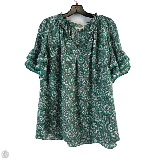 Top Short Sleeve Basic By Max Studio In Green & White, Size: 1x