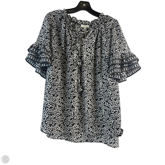 Top Short Sleeve By Max Studio In Black & White, Size: 1x