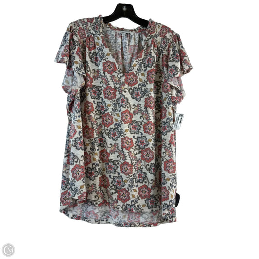 Top Short Sleeve By Rose And Olive In Red & White, Size: 1x