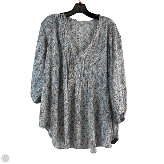 Top 3/4 Sleeve By Rose And Olive In Blue & Pink, Size: 1x