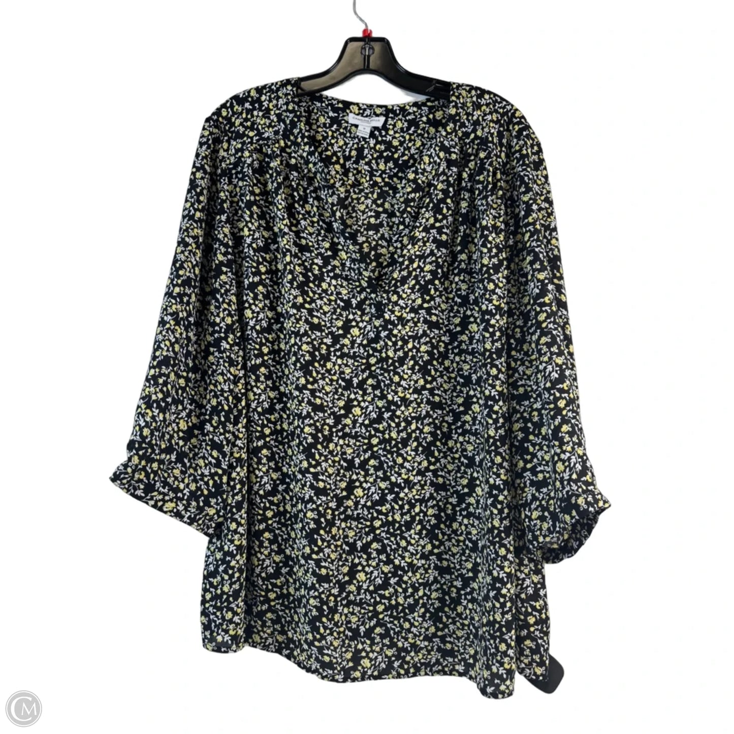 Top Long Sleeve By Carolina Belle In Black & Yellow, Size: 1x