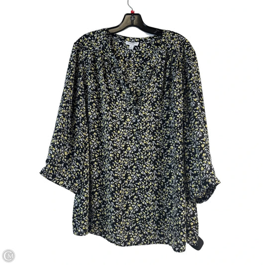 Top Long Sleeve By Carolina Belle In Black & Yellow, Size: 1x