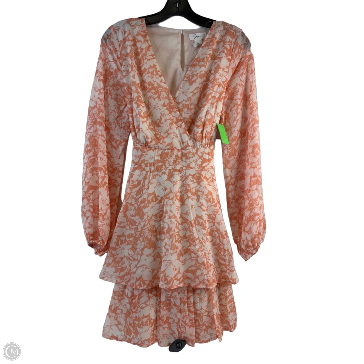 Dress Casual Short By Japna In Orange & White, Size: L