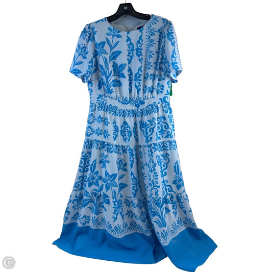 Dress Casual Midi By Ann Taylor In Blue & White, Size: S