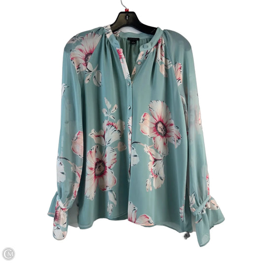 Top Long Sleeve By Ann Taylor In Blue & Pink, Size: S