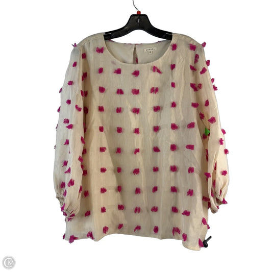 Top Long Sleeve By Jodifl In Cream & Pink, Size: L