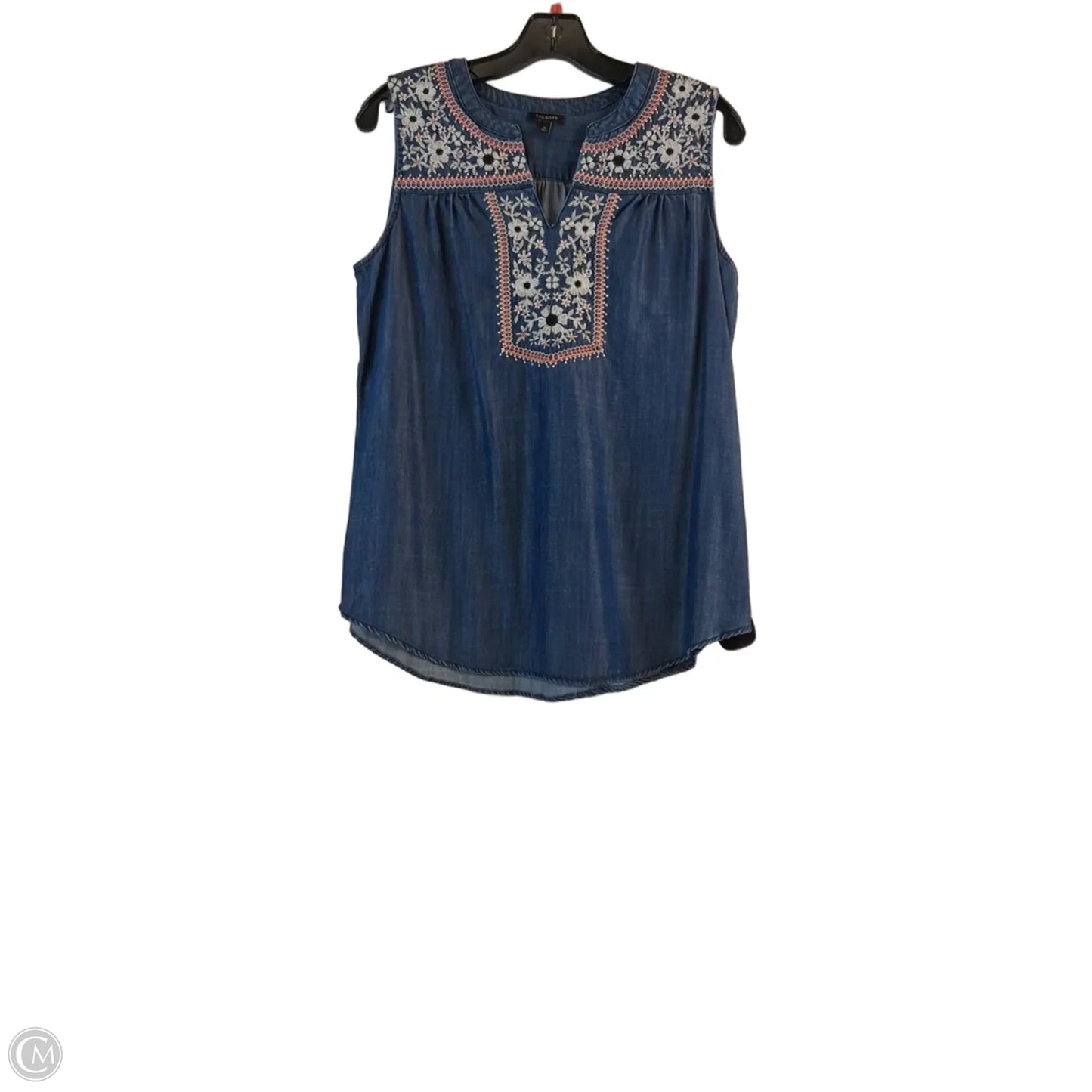 Top Sleeveless Basic By Talbots In Blue Denim, Size: M