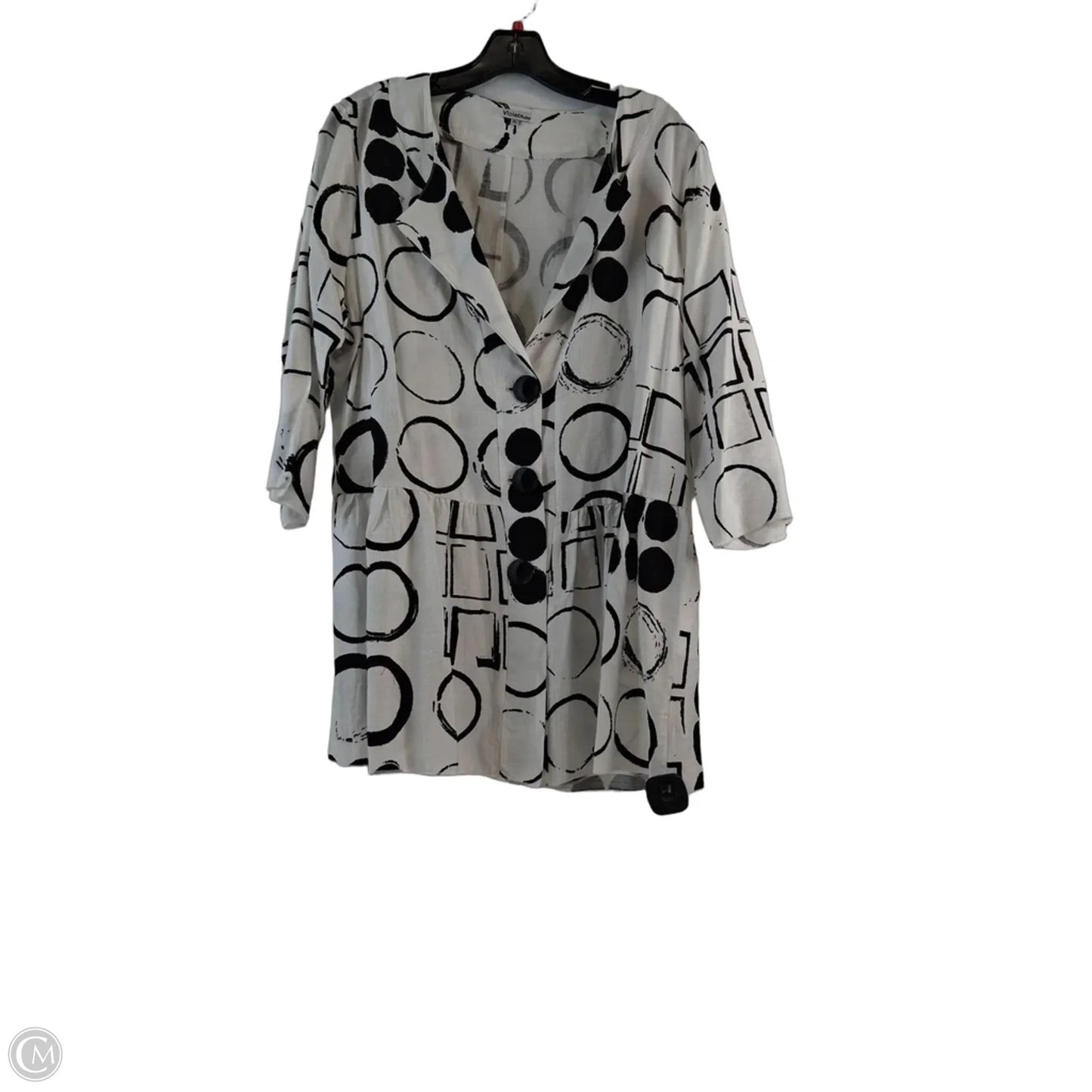 Top 3/4 Sleeve By Clothes Mentor In Black & White, Size: Xl