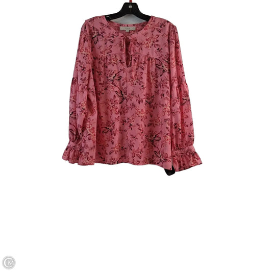 Top Long Sleeve By Loft In Pink & Red, Size: Xlp